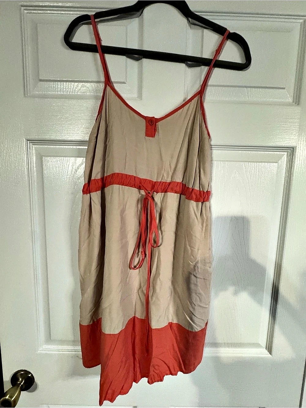 Color Block above/at kneeDress in Coral & Tan